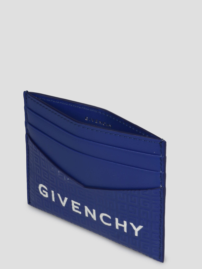Shop Givenchy 4g Leather Card Holder In Blue