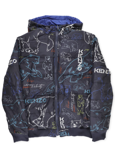 Shop Kenzo Nova Boy Reversible Down Jacket In Blu Elettrico