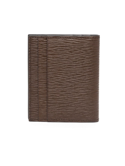 Shop Ferragamo Walnut Brown/black Bi-fold Leather Card Holder In Marrone
