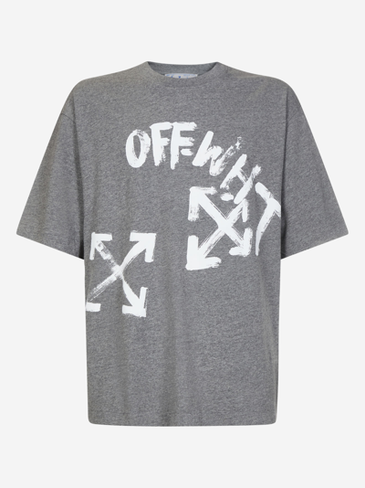 Shop Off-white Paint Script T-shirt In Grey