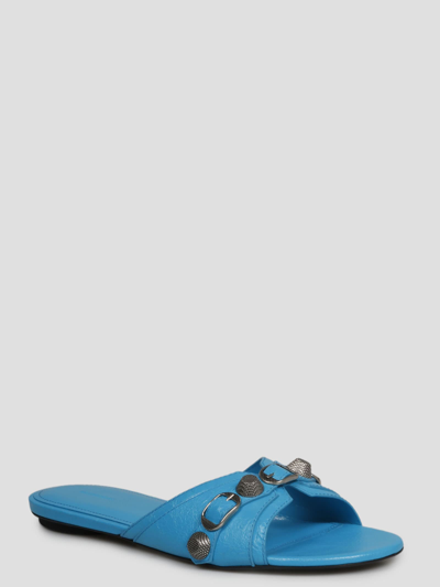 Shop Balenciaga Le Cagole Flat Sandal In Blue