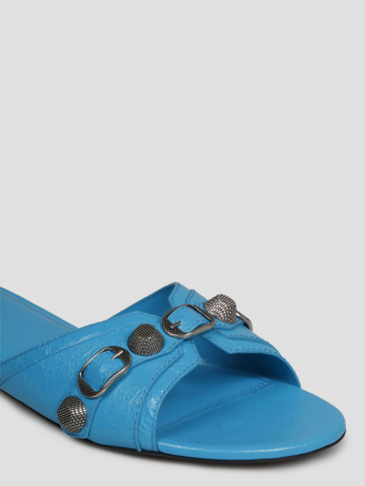 Shop Balenciaga Le Cagole Flat Sandal In Blue