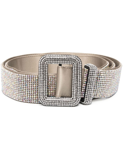 Shop Benedetta Bruzziches Light Beige Satin Crystal-embellished Belt In Oro