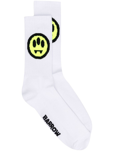 Shop Barrow White Cotton Blend Socks In Bianco