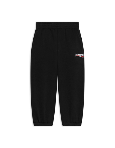 Shop Balenciaga Kids Political Campaign Joggers In Black Cotton Fleece In Black/white