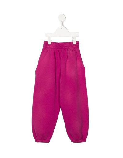 Shop Balenciaga Kids Political Campaign Joggers In Fuchsia Cotton Fleece In Dark Fuxia/white/blue