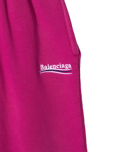 Shop Balenciaga Kids Political Campaign Joggers In Fuchsia Cotton Fleece In Dark Fuxia/white/blue
