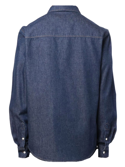 Shop Ami Alexandre Mattiussi Indigo Blue Denim Shirt