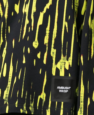 Shop Ambush Black And Fluo Yellow Cotton Hoodie In Nero+giallo