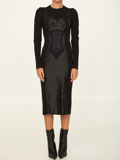 Shop Dolce & Gabbana Black Midi Dress