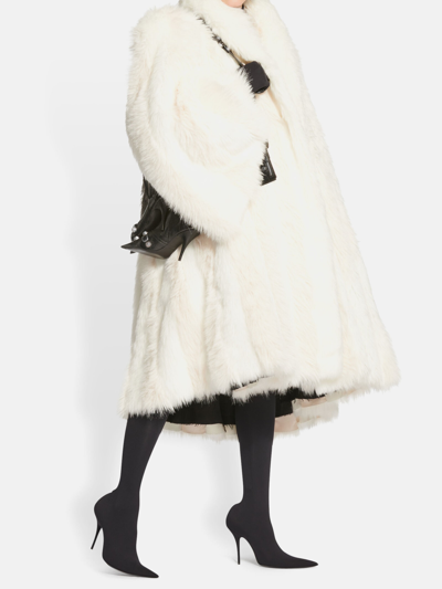 Shop Balenciaga A-line Coat In White