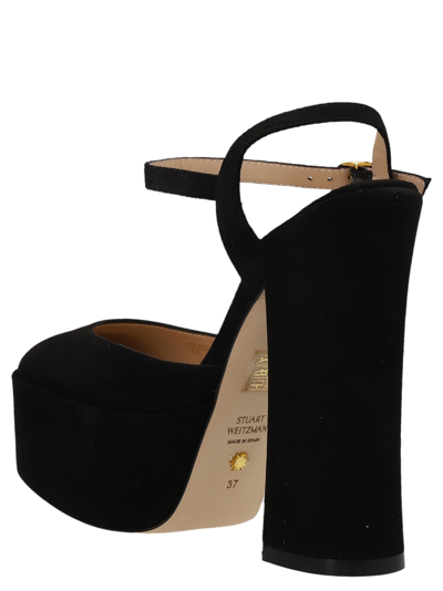 Stuart Weitzman Avenue 130 Suede Platform Pump In Black
