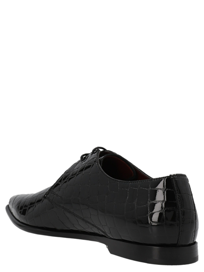 Shop Dolce & Gabbana Croc Leather Derby In Black