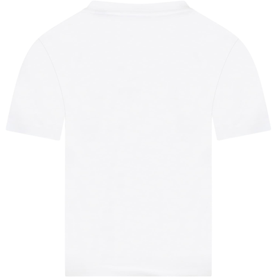 Shop Burberry White T-shirt For Kids With Animals