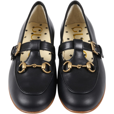 Shop Gucci Black Loafers For Kids With Horsebit