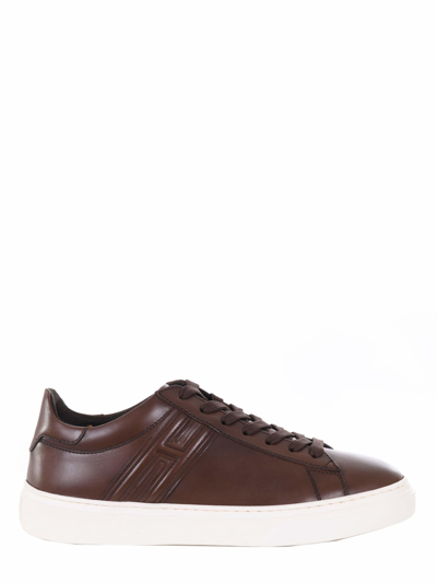 Shop Hogan Sneakers  H365 In Pelle In Marrone