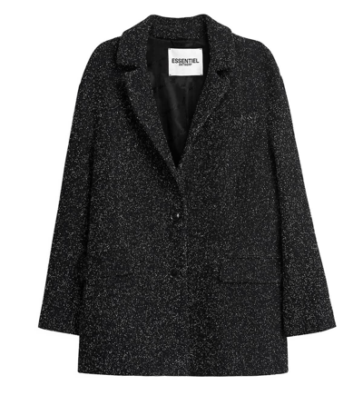 Shop Essentiel Antwerp Chaud Black Bouclé Oversized Blazer In Nero