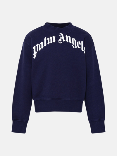 Shop Palm Angels Blue Cotton Sweatshirt