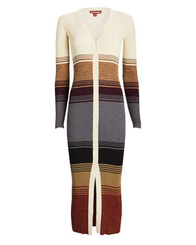 Shop Staud Shoko Striped Sweater Midi Dress In Multi