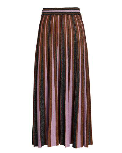 Shop Zimmermann Kaleidoscope Metallic Striped Midi Skirt In Multi