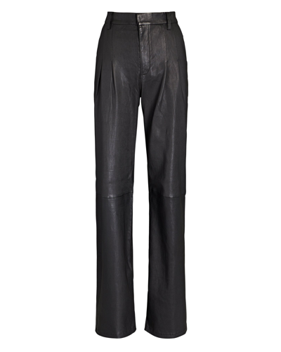 Shop Sprwmn Leather Straight-leg Leather Pants In Black