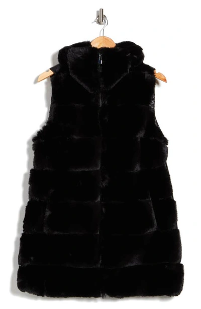 Shop Via Spiga Hooded Faux Fur Vest In Black