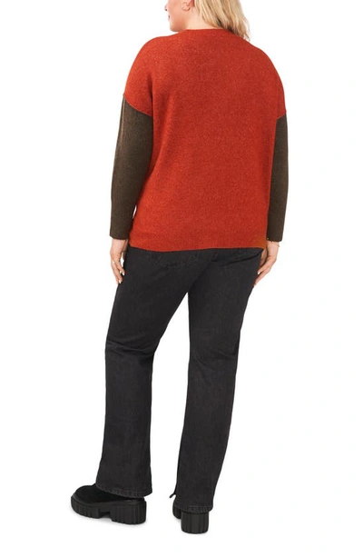 Vince Camuto Extended Shoulder Colorblock Sweater In Rust