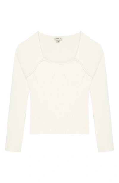 Shop Habitual Kids' Pointelle Detail Rib Sweater In Off-white