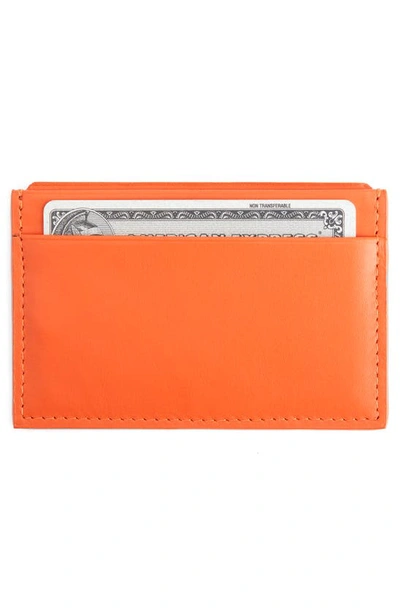 Shop Royce New York Personalized Rfid Leather Card Case In Orange - Gold Foil