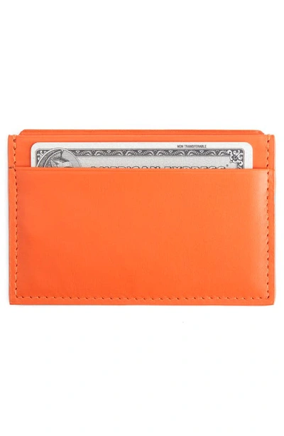 Royce New York Personalized Rfid Leather Card Case In Orange - Deboss