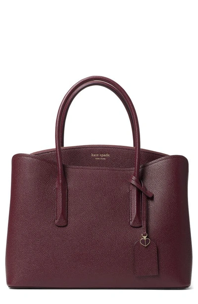 Shop Kate Spade Large Margaux Leather Satchel In Deep Cherry