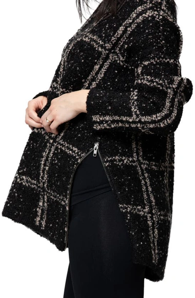 Nom Maternity Women's Lia Tunic Nursing Sweater In Black Windowpane
