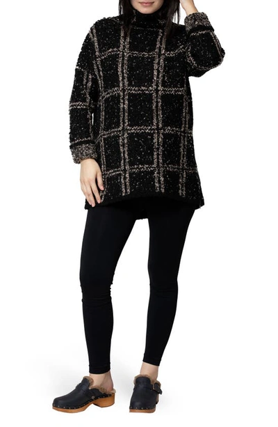 Nom Maternity Women's Lia Tunic Nursing Sweater In Black Windowpane