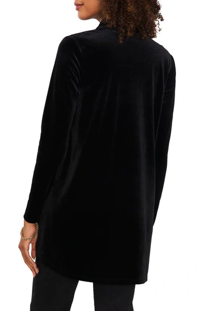 Shop Vince Camuto Shawl Collar Stretch Velvet Cardigan In Rich Black