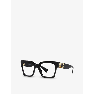 Shop Miu Miu Women's Black Mu 04uv Square-frame Acetate Glasses