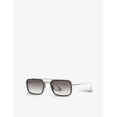 Shop Dita Women's Grey Dts134-53-01-z Flight.008 Rectangular Acetate And Titanium Aviator Sunglasses