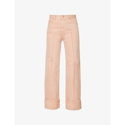 Shop Ulla Johnson Genevieve Brand-patch Wide-leg High-rise Jeans In Rosewood Wash