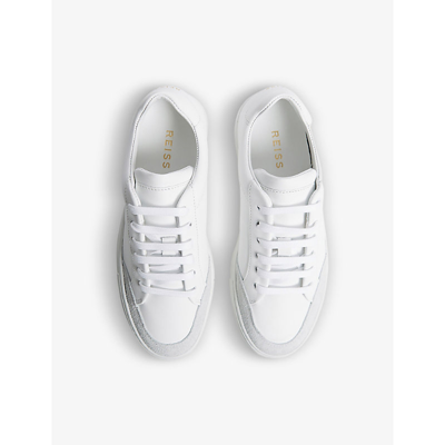 Shop Reiss Men's White Ashley Low-top Leather Trainers
