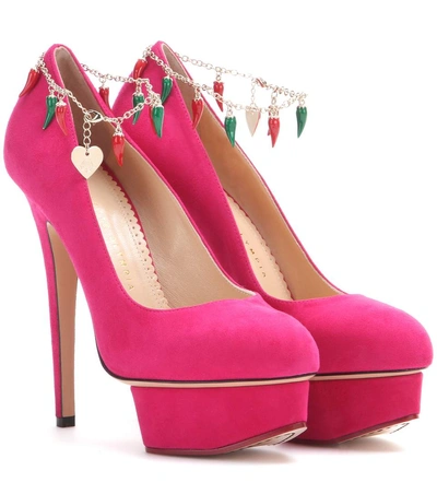Charlotte Olympia Hot Dolly Suede Pumps In Pink