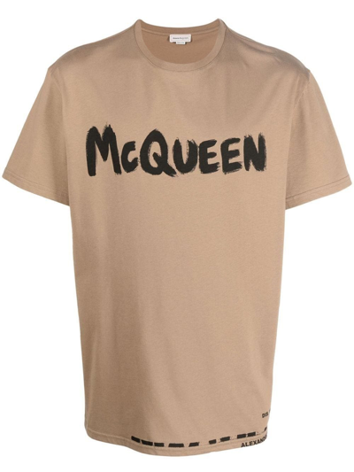 Shop Alexander Mcqueen T-shirts And Polos Beige
