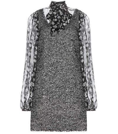 Dolce & Gabbana Tweed And Printed Chiffon Dress In Comlieed Colour
