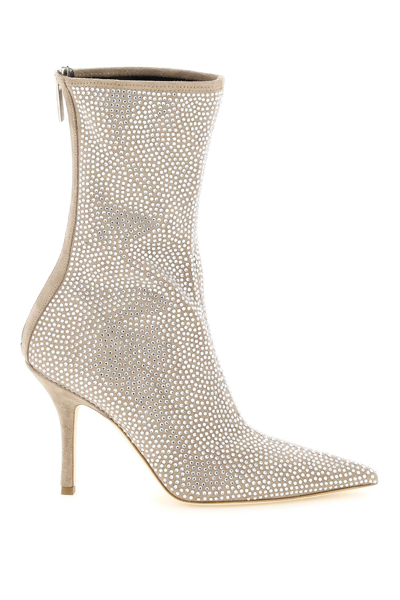 Shop Paris Texas 'holly Mama' Ankle Boots With Rhinestones In Beige