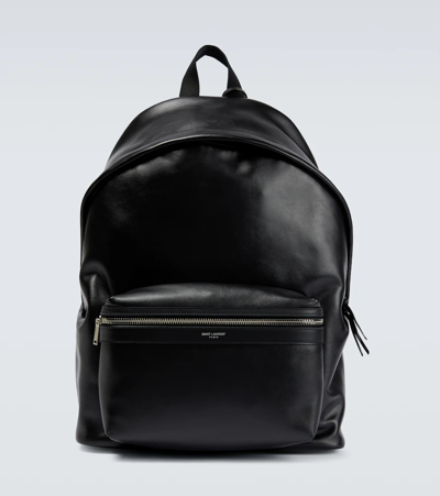 Shop Saint Laurent City Leather Backpack In Black