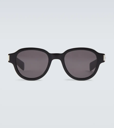 Shop Saint Laurent Sl 546 Round Sunglasses In Black-black-black