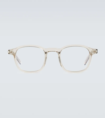 Shop Saint Laurent Sl 549 Round Glasses In Beige-beige-transparent