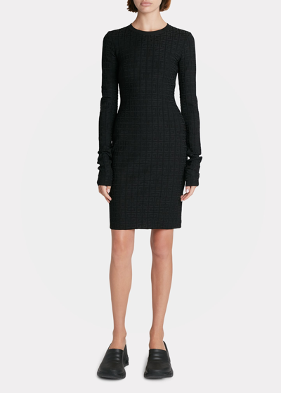 Shop Givenchy 4g Monogram Knit Dress In Black