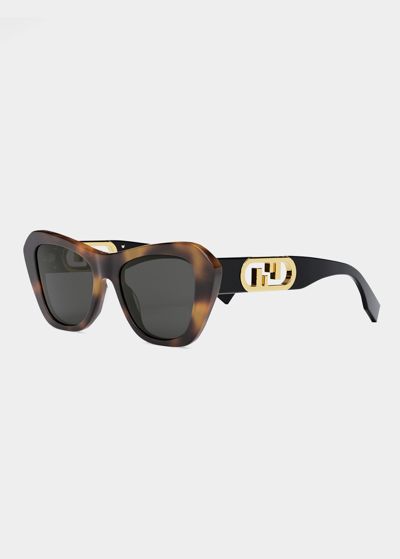 Shop Fendi Ff Nylon Cat-eye Sunglasses In Blonde Havana