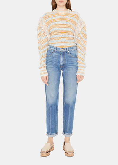 Shop Ulla Johnson The Daphne Straight-leg Cuffed Denim Jeans In Danube Mediu