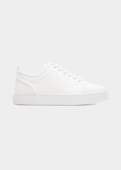 Shop Christian Louboutin Men's Adolon Junior Leather Low-top Sneakers In White