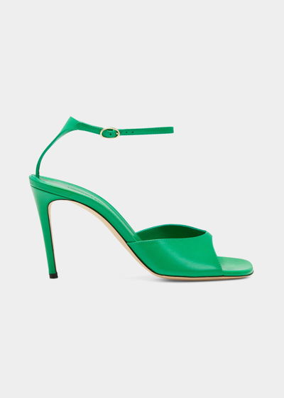 Shop Victoria Beckham Destiny Ankle-strap Leather Stiletto Sandals In Apple Green